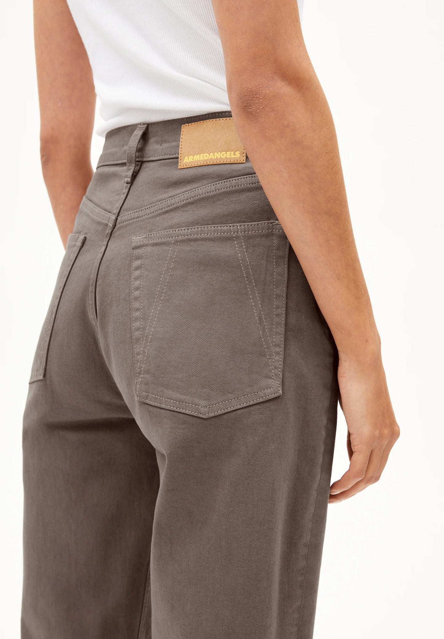 ARMEDANGELS Canada Women's Brown Denim Trousers with a high waist and roomy fit in Kelowna and Canada
