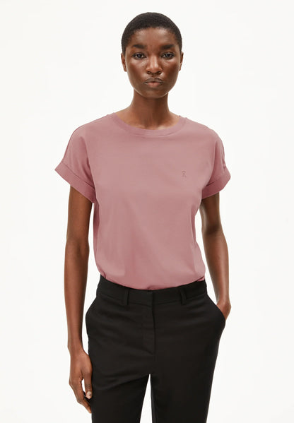 ARMEDANGELS Canada women's t-shirt in pink with rolled sleeves for a casual look in Kelowna and Canada