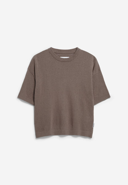 ARMEDANGELS Canada Brown Knit Top with Short Sleeves for Comfortable Everyday Wear in Kelowna and Canada