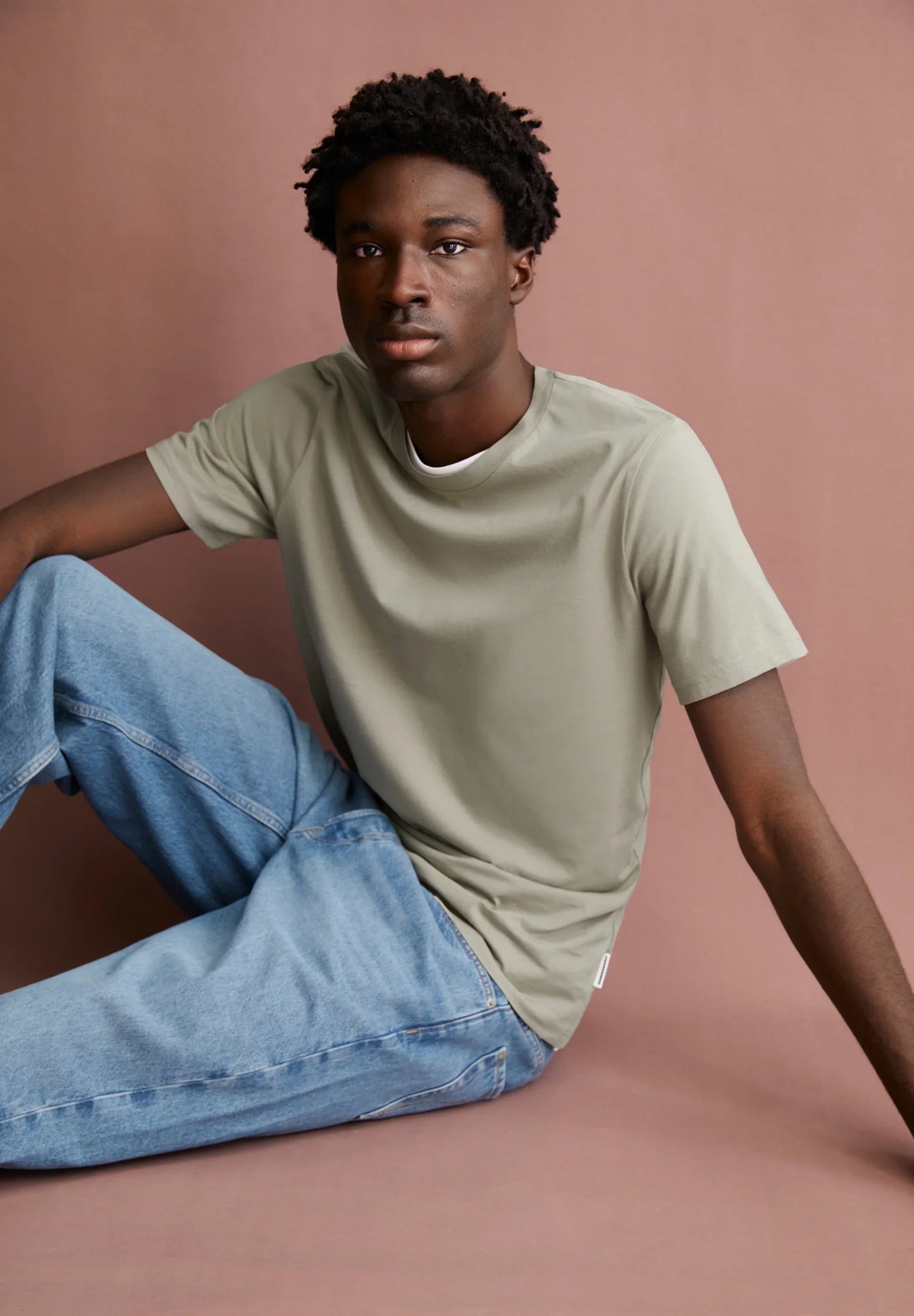 Men's ARMEDANGELS  Canada organic cotton t-shirt in light green, styled with relaxed jeans for casual wear in Canada