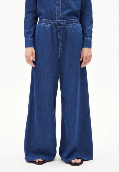 ARMEDANGELS Canada Wide-Leg Denim Pants in Blue with Elastic Waist and Drawstring for Comfortable Fit in Canada