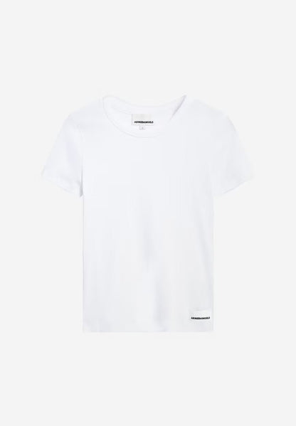 ARMEDANGELS Canada white basic short sleeve crew neck ribbed t-shirt for casual wear in Kelowna