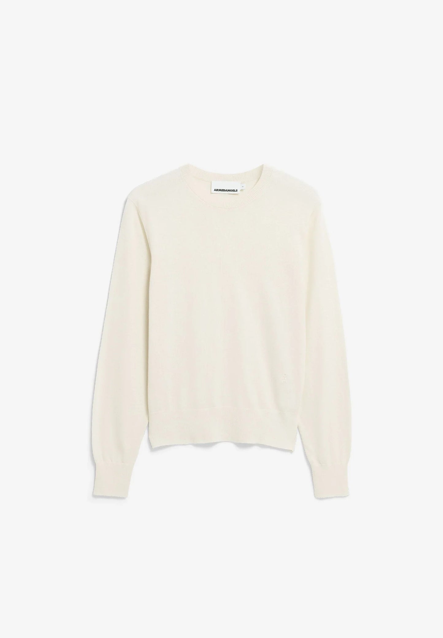 Flatlay shot of ARMEDANGELS oatmilk fine knit sweater - OCS certified organic cotton