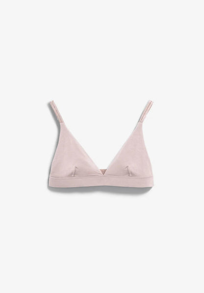 OSILAA Triangle Bralette – ARMEDANGELS Canada in blush grey front flatlay