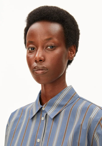 Striped Loose Blouse in Dusty Moon and Amber- ARMEDANGELS Canada
