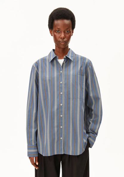 Striped Loose Blouse in Dusty Moon and Amber- ARMEDANGELS Canada