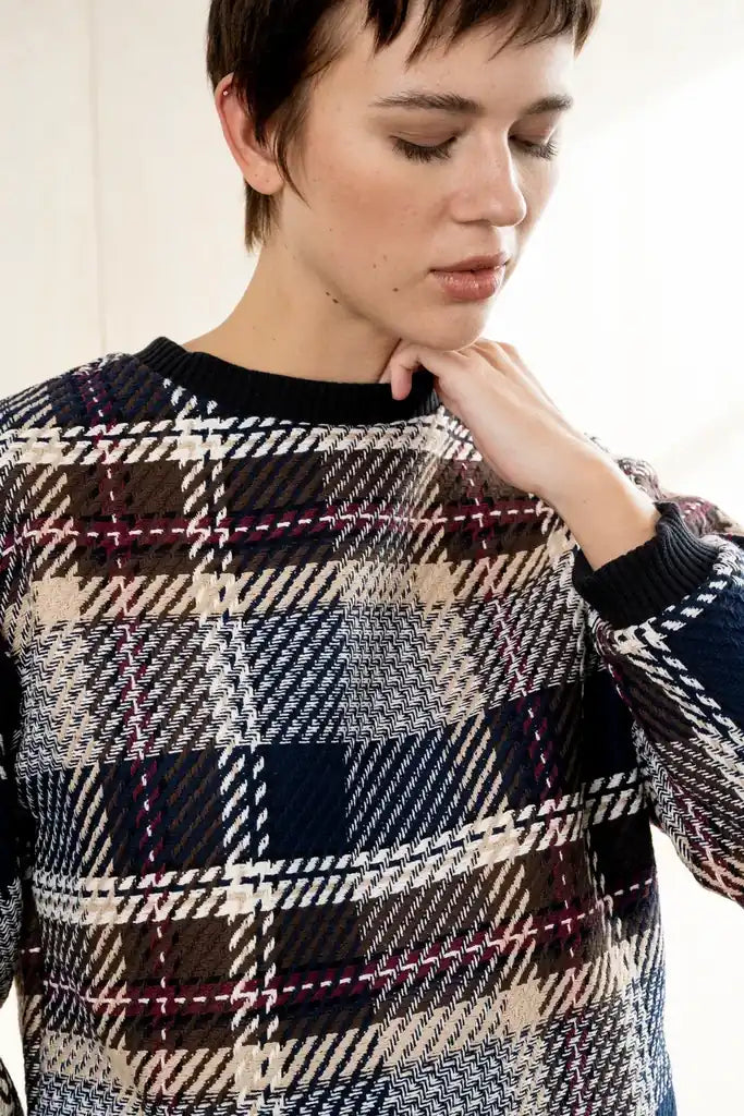 Dover Crewneck in Dipsy Plaid - Bodybag by Jude