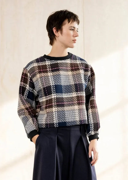 Dover Crewneck in Dipsy Plaid - Bodybag by Jude