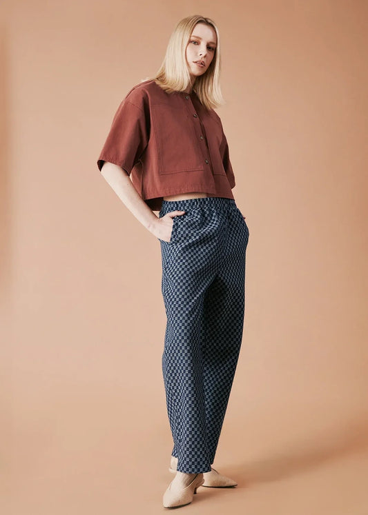 Beaumont Pants in Dark Indigo Check - Dagg & Stacey