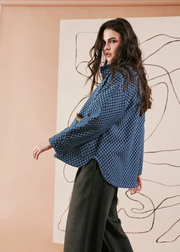 Noor Jacket in Dark Indigo Check - Dagg & Stacey