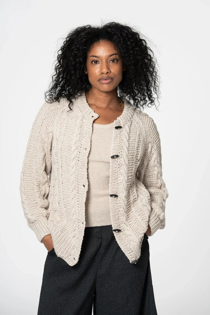 Merino Handknit Cable Cardigan - Dinadi