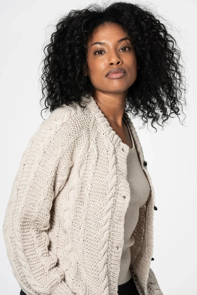 Merino Handknit Cable Cardigan - Dinadi