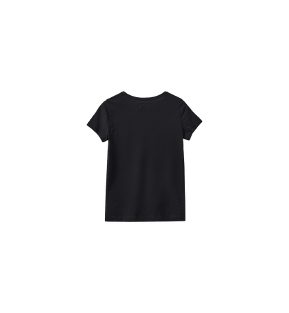 MOS MOSH Canada black short sleeve v-neck tee crew neck back view plain organic cotton tee for casual wear in Kelowna