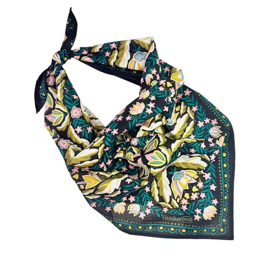 Floral patterned bandana on a white background