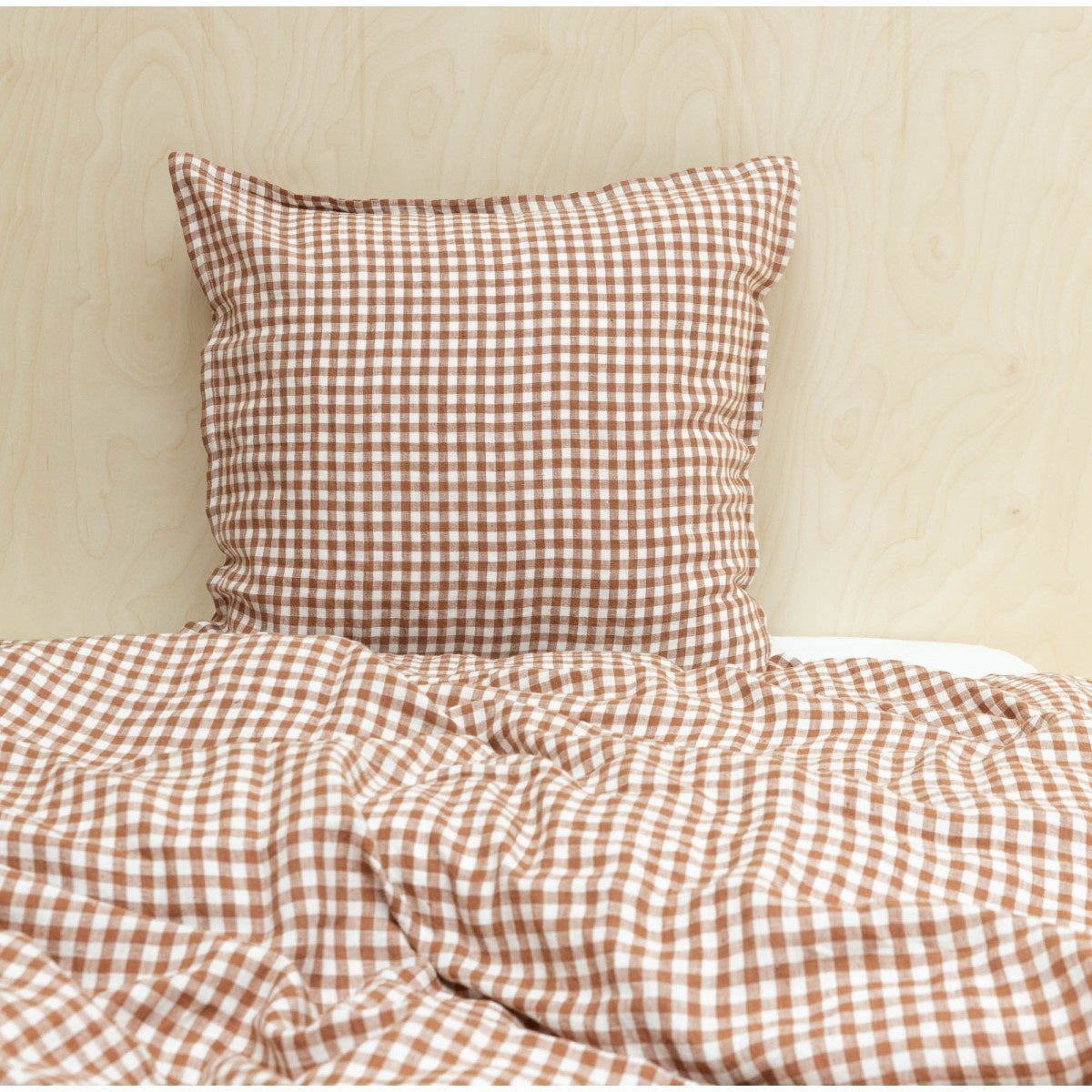 Washed Linen Vichy Brique Duvet Cover