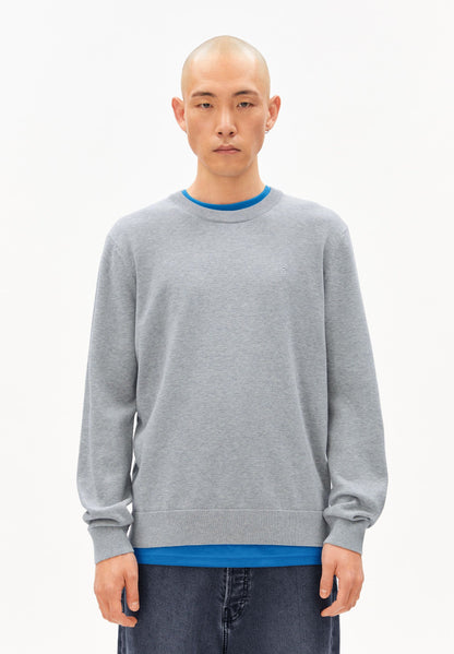 Gray unisex ARMEDANGELS Canada sweater featuring a classic fit and soft fabric for comfort