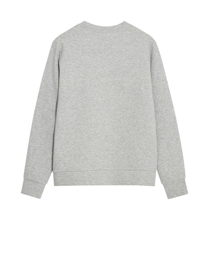Flat lay of the MOS MOSH Gallery Canada Abel Crew Neck Sweat in grey melange, back view, on a white background.