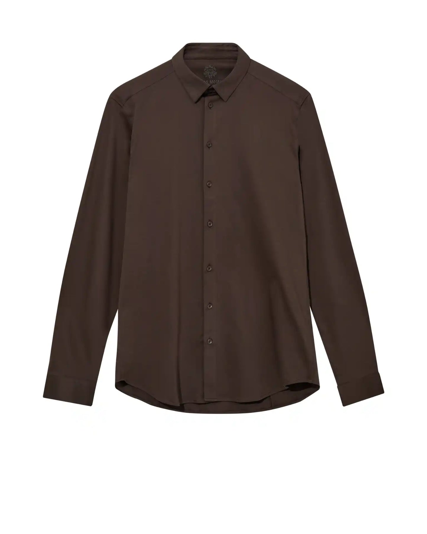 Mos Mosh Gallery brown long sleeve button down oxford shirt with classic collar and tailored fit in Kelowna