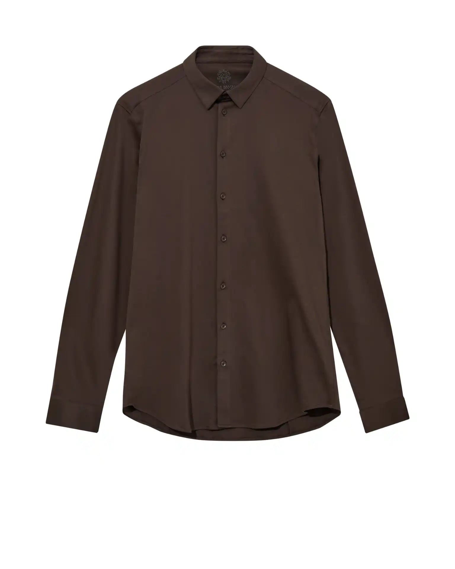 Mos Mosh Gallery brown long sleeve button down oxford shirt with classic collar and tailored fit in Kelowna