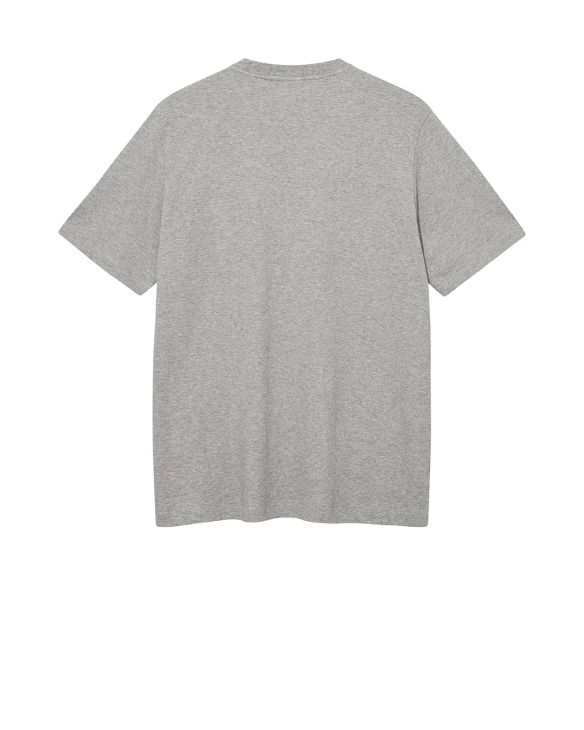 Flat lay of the MOS MOSH Gallery Canada Darren Tee in grey melange, back view, on a white background.