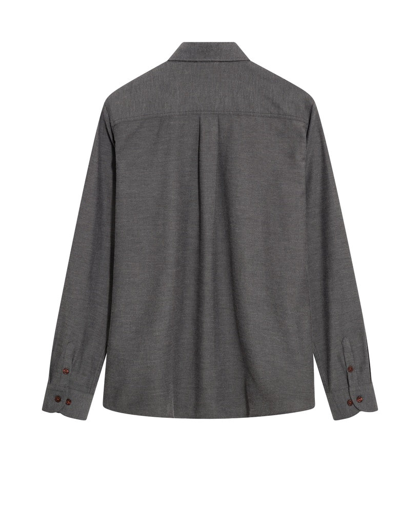 MOS MOSH Gallery Canada Marco Flannel Shirt Layed flat on a white background, back view.