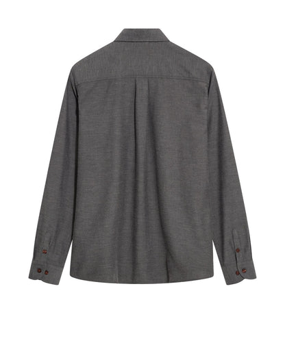 MOS MOSH Gallery Canada Marco Flannel Shirt Layed flat on a white background, back view.