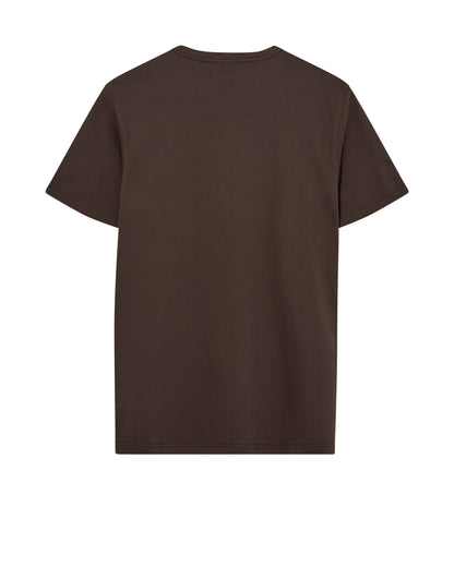 Mos Mosh Gallery organic chocolate brown t-shirt short sleeve crewneck back view on white background in Kelowna
