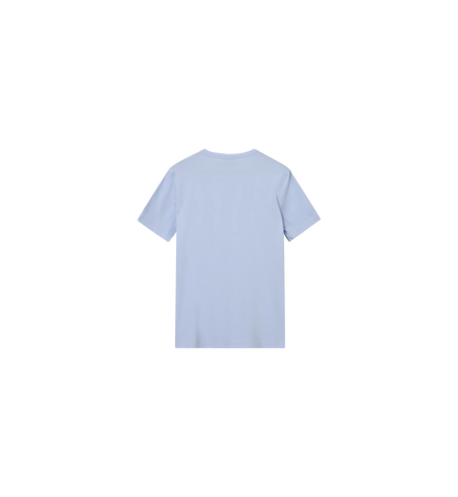 Mos Mosh Gallery mens organic light blue t-shirt back view crew neck short sleeve relaxed fit casual in Kelowna