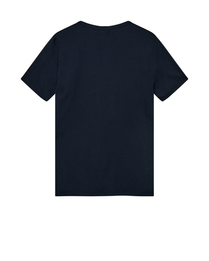 Mos Mosh Gallery organic navy t-shirt for men back view plain crew neck short sleeve casual in Kelowna