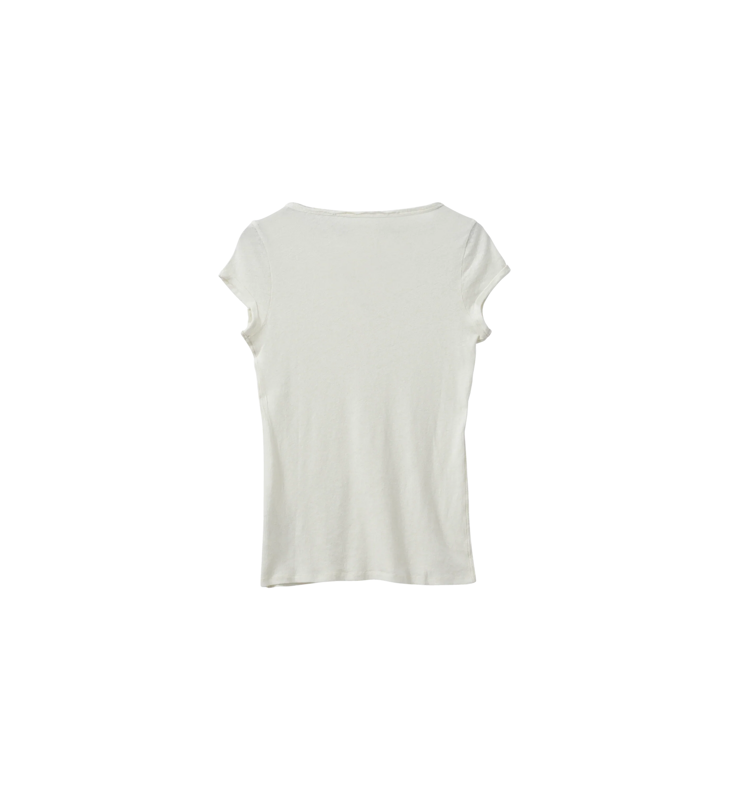 MOS MOSH Canada white cap sleeve t-shirt cotton linen back view in Kelowna