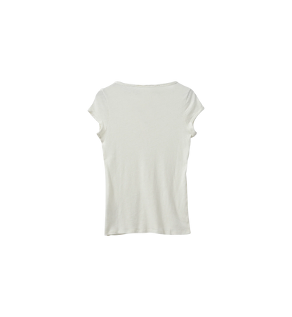 MOS MOSH Canada white cap sleeve t-shirt cotton linen back view in Kelowna
