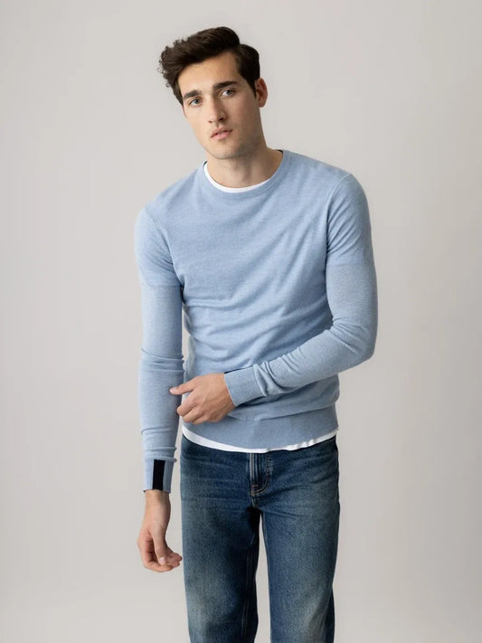 Adam Soft Knit Shirt in Light Blue Melange - MOS MOSH Gallery