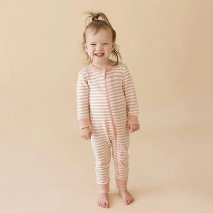 2-Way Zip | Long Sleeve Romper | Striped