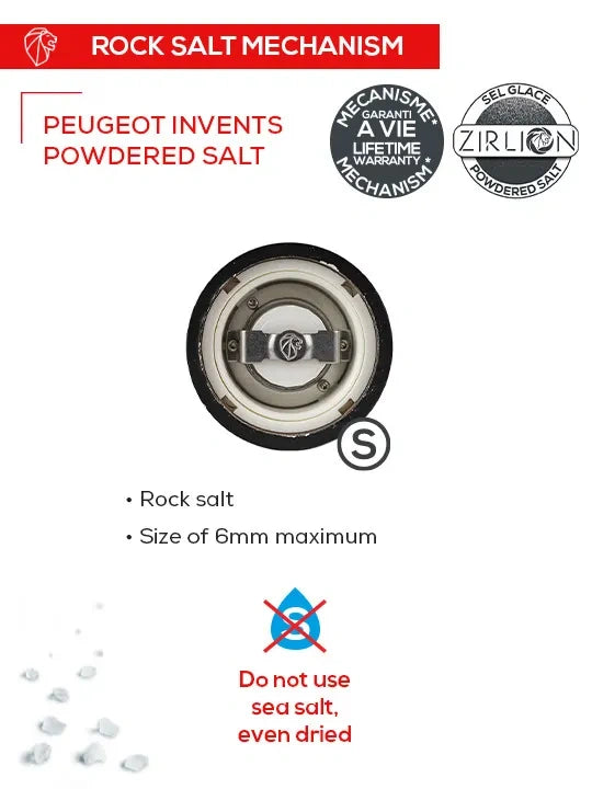Peugeot Line electric salt mill grind mechanism infographic
