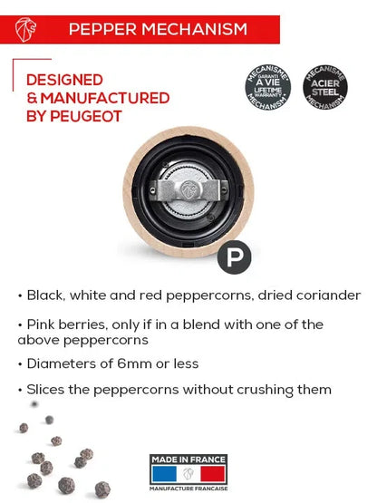Peugeot Paris U'Select pepper mill grind mechanism infographic