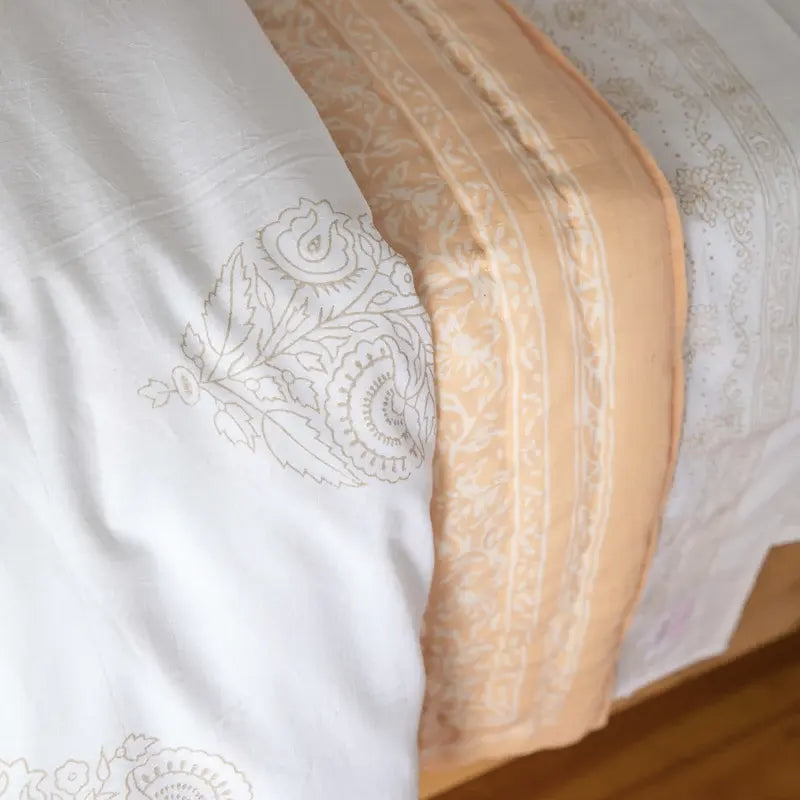 Hand Block Printed Cotton Duvet Cover | Queen