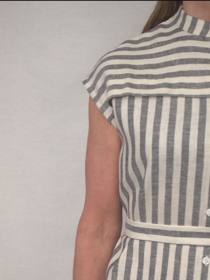 Wren Dress in Black Stripe