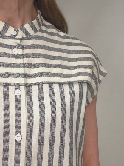 Wren Dress in Black Stripe