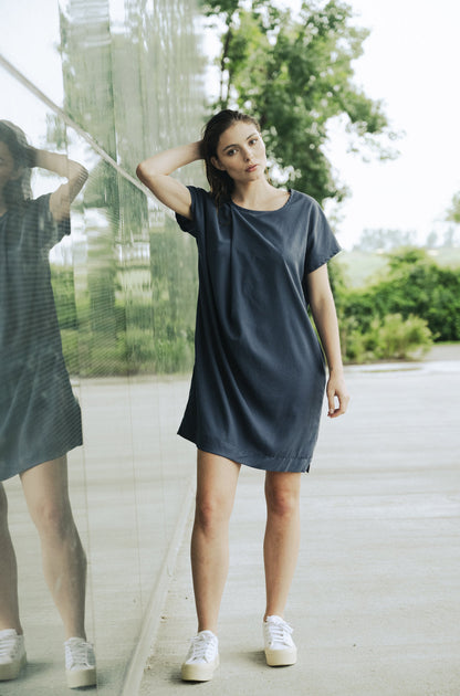 Bodybag by Jude - SS24 - SS24 - Maya Bay Dress in Navy Tencel - front 3