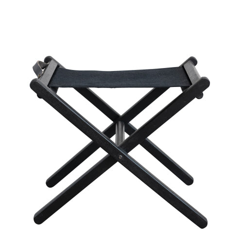 MANGO WOOD & LINEN FOLDING STOOL