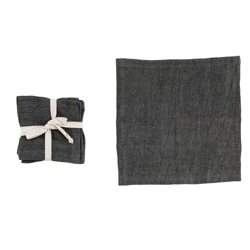 LINEN COCKTAIL NAPKINS| 4PC| CHARCOAL