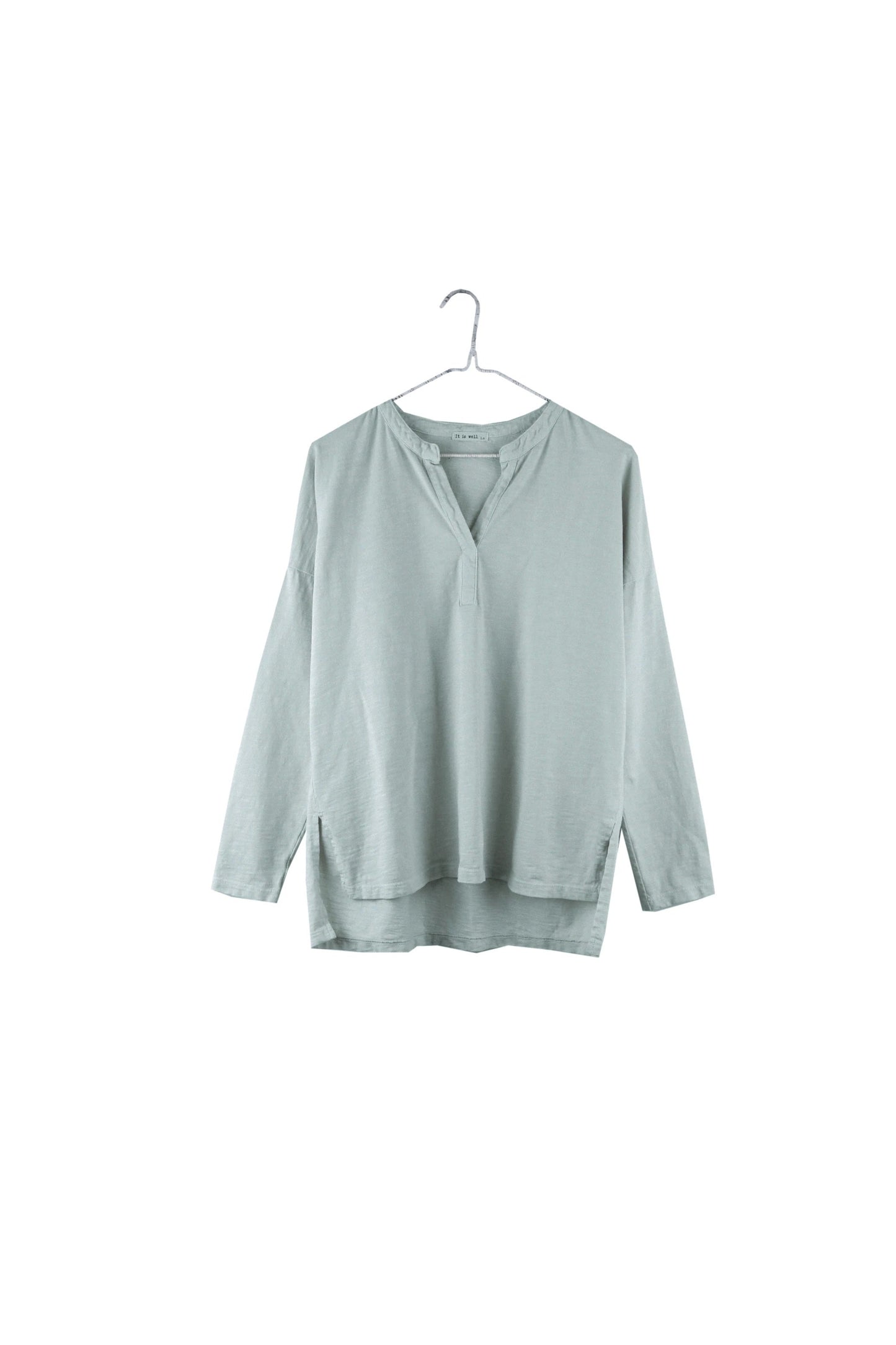 It Is Well L.A Henley Tee-Shirt in Misty Sage