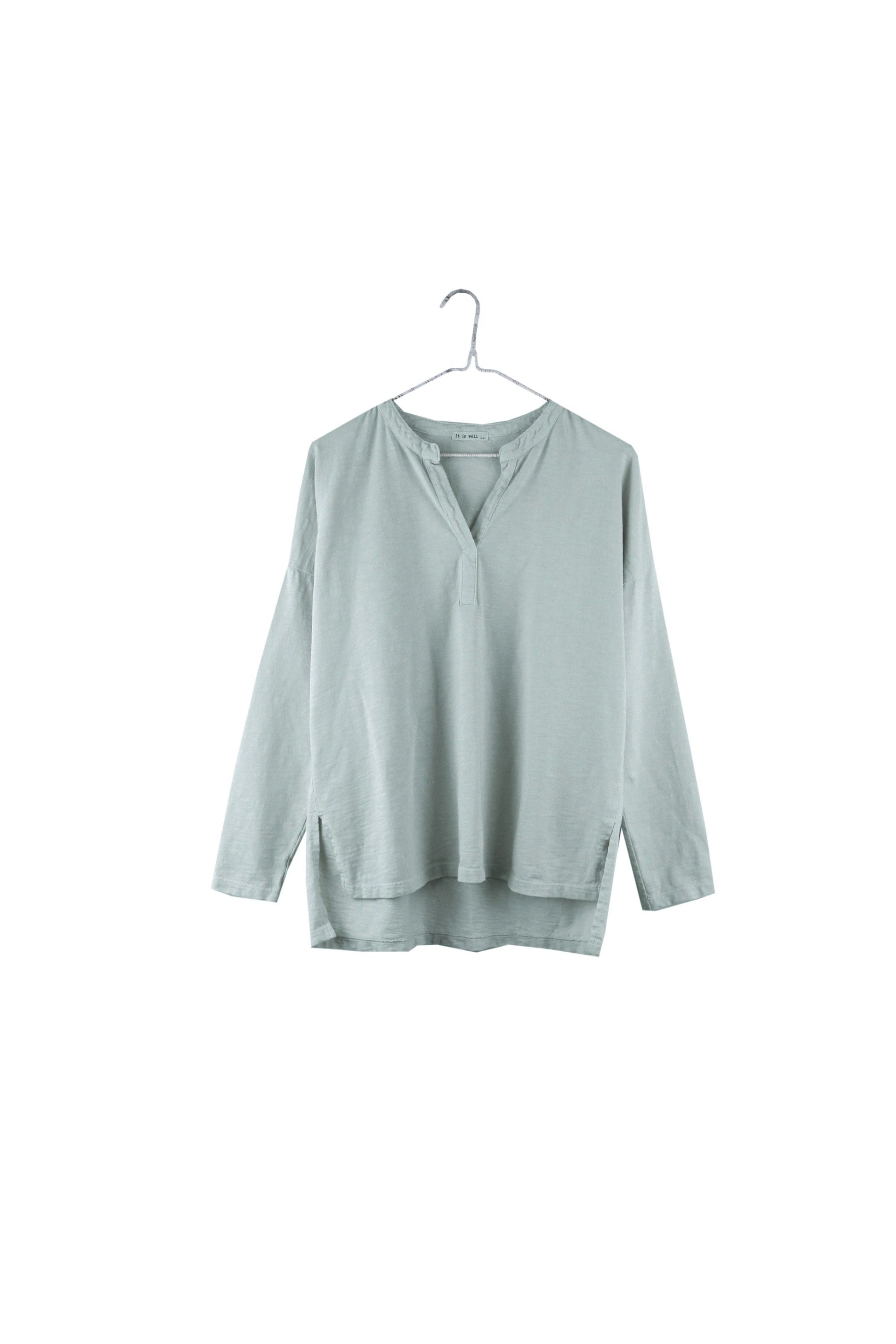 It Is Well L.A Henley Tee-Shirt in Misty Sage